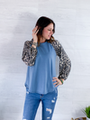 Forever After All Top - Blue/Animal Print