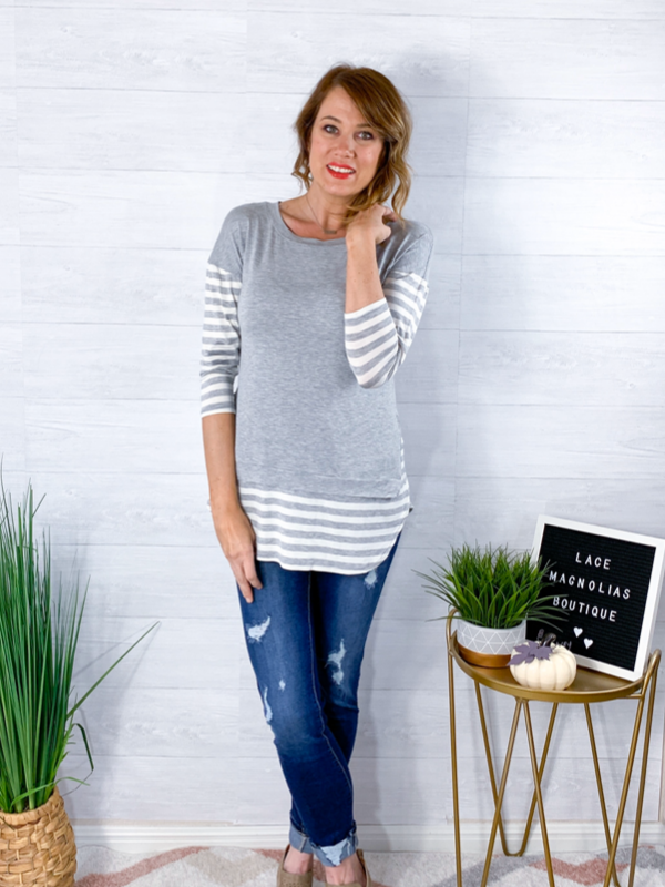 Twice The Delight Top - Gray