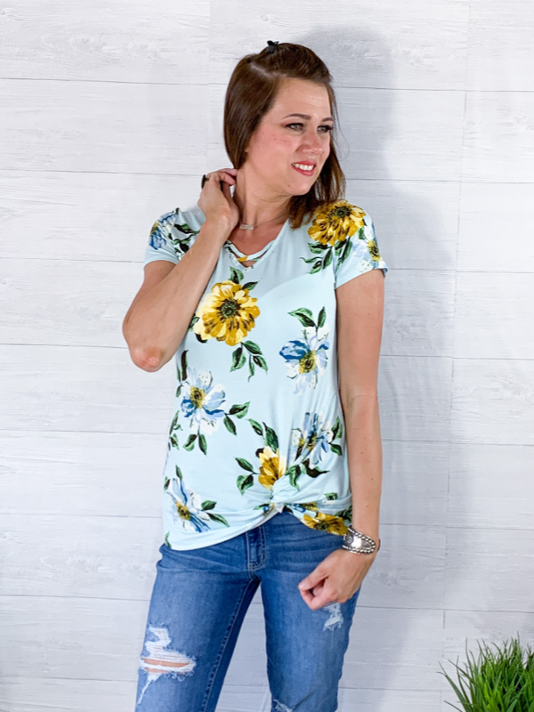 Blooming Love Floral Top - Light Blue