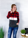 Cuddle By The Fire Colorblock Hooded Sweatsirt - Plaid