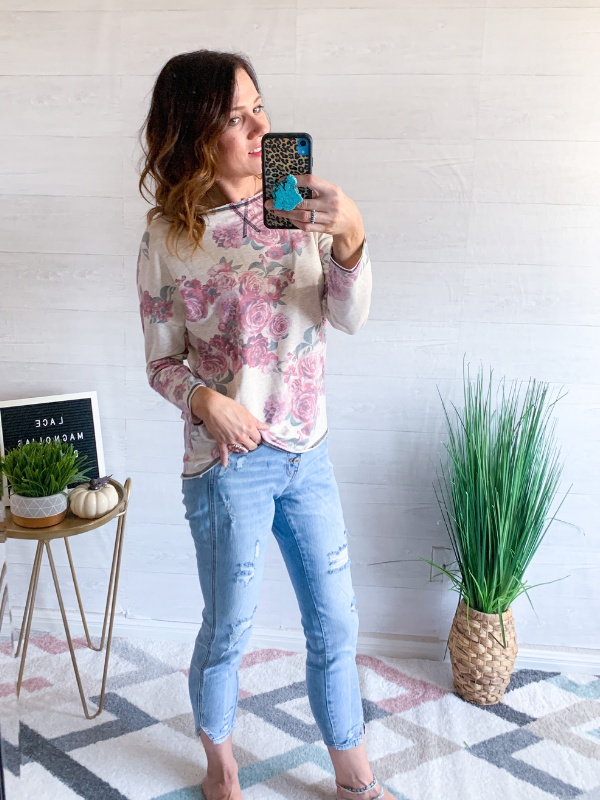 My Romance Floral Top - Taupe