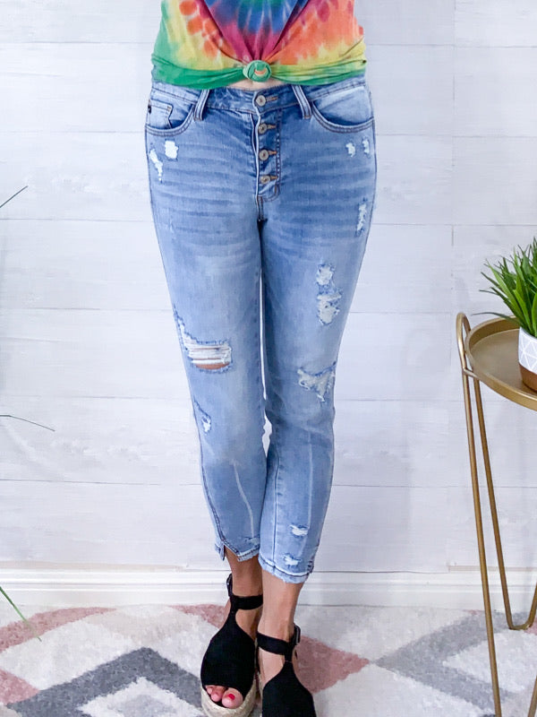 Roxanna Button Jeans - High Rise
