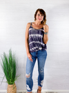 Let's  See The World Tie Dye Tank Top - Charcoal