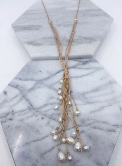 Fresh Water Pearl Tassel Cord Necklace