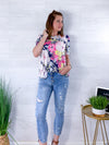 A Gift For You Floral Top - Navy
