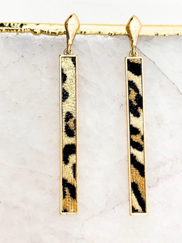 Tammy Bar Earrings - Leopard