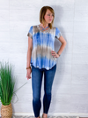 Anywhere With You Tie Dye Print Top - Denim/Taupe