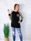 Thankful For You Lace Sleeve Top - Brown