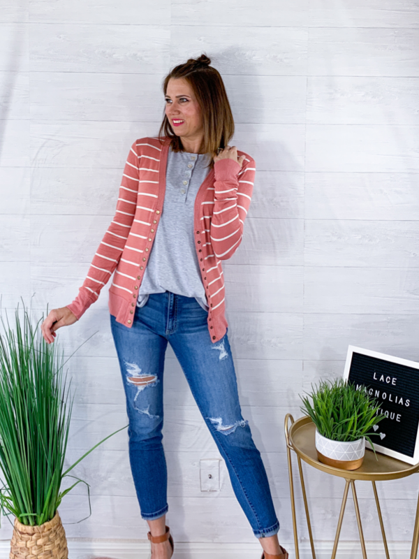 In Love With You Cardigan - Ash Rose/ Ivory