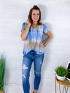 Anywhere With You Tie Dye Print Top - Denim/Taupe