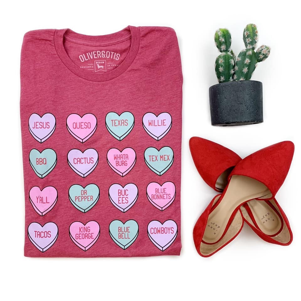 Texas Hearts Graphic Tee - Pink