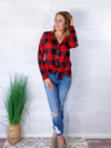 By The Fireside Plaid Top - Red/Black
